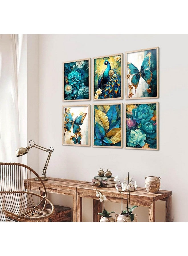 walllane - Painting for Wall Decoration - Floral Painting for Living Room Bedroom Office Room Decor - Premium Digital Paintings with Frame for Home Decoration - Pack of 6 (10x13 inch, C) - Image 3