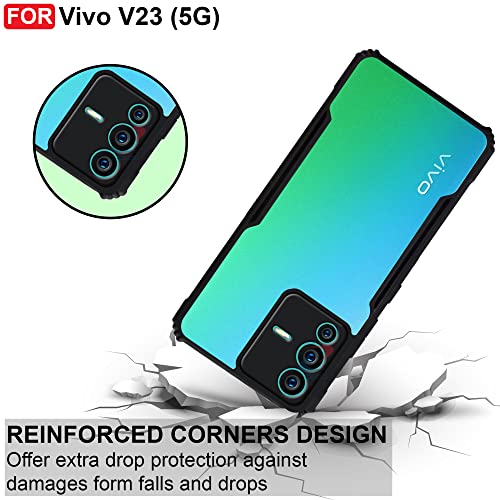CEDO Backcover for Vivo V23 (5G) | Camera Protection Shockproof Bumper-Edge | Acrylic Crystal Clear 360 Degree Protection TPU+PC | Transparent Eagle Back Case Cover (Black) - Image 3