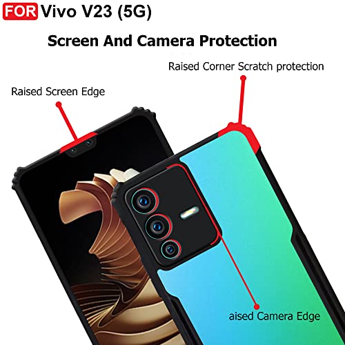 CEDO Backcover for Vivo V23 (5G) | Camera Protection Shockproof Bumper-Edge | Acrylic Crystal Clear 360 Degree Protection TPU+PC | Transparent Eagle Back Case Cover (Black) - Image 4