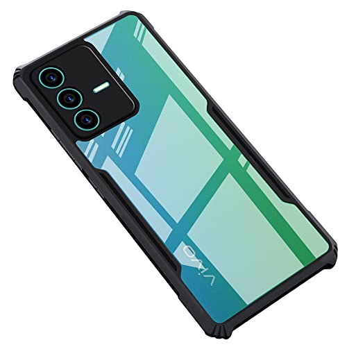 CEDO Backcover for Vivo V23 (5G) | Camera Protection Shockproof Bumper-Edge | Acrylic Crystal Clear 360 Degree Protection TPU+PC | Transparent Eagle Back Case Cover (Black) - Image 1