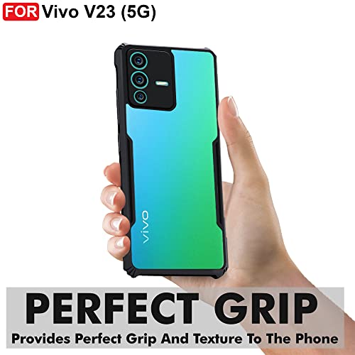 CEDO Backcover for Vivo V23 (5G) | Camera Protection Shockproof Bumper-Edge | Acrylic Crystal Clear 360 Degree Protection TPU+PC | Transparent Eagle Back Case Cover (Black) - Image 2