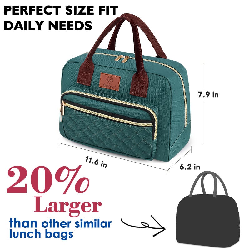 Genteen Lunch Bag Lunch box for Women men Insulated Tote LunchBox for Adult Women Men Reusable Lunch Box with Front Pocket for Work, Picnic or Travel-18 Cans/14 Liters - PURPLE/LAKE GREEN - Image 3