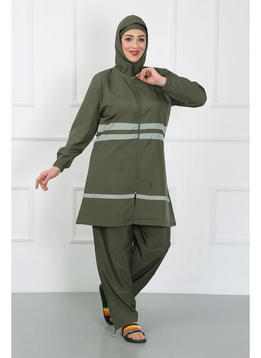 Akbeniz Plus Size Hijab Swimsuit Khaki 44020