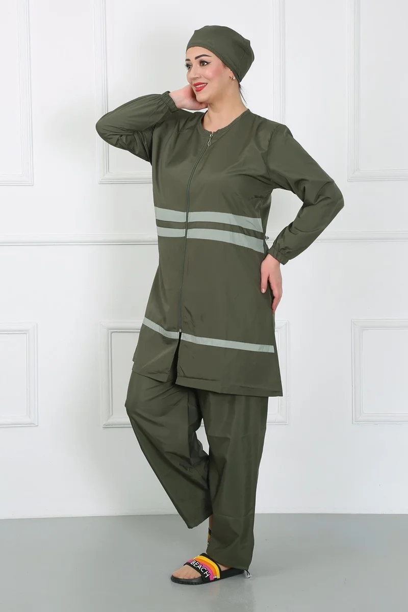 Akbeniz Plus Size Hijab Swimsuit Khaki 44020