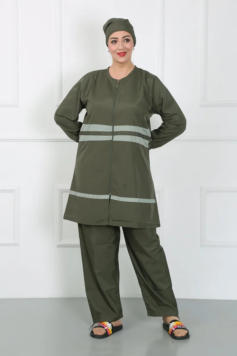 Akbeniz Plus Size Hijab Swimsuit Khaki 44020