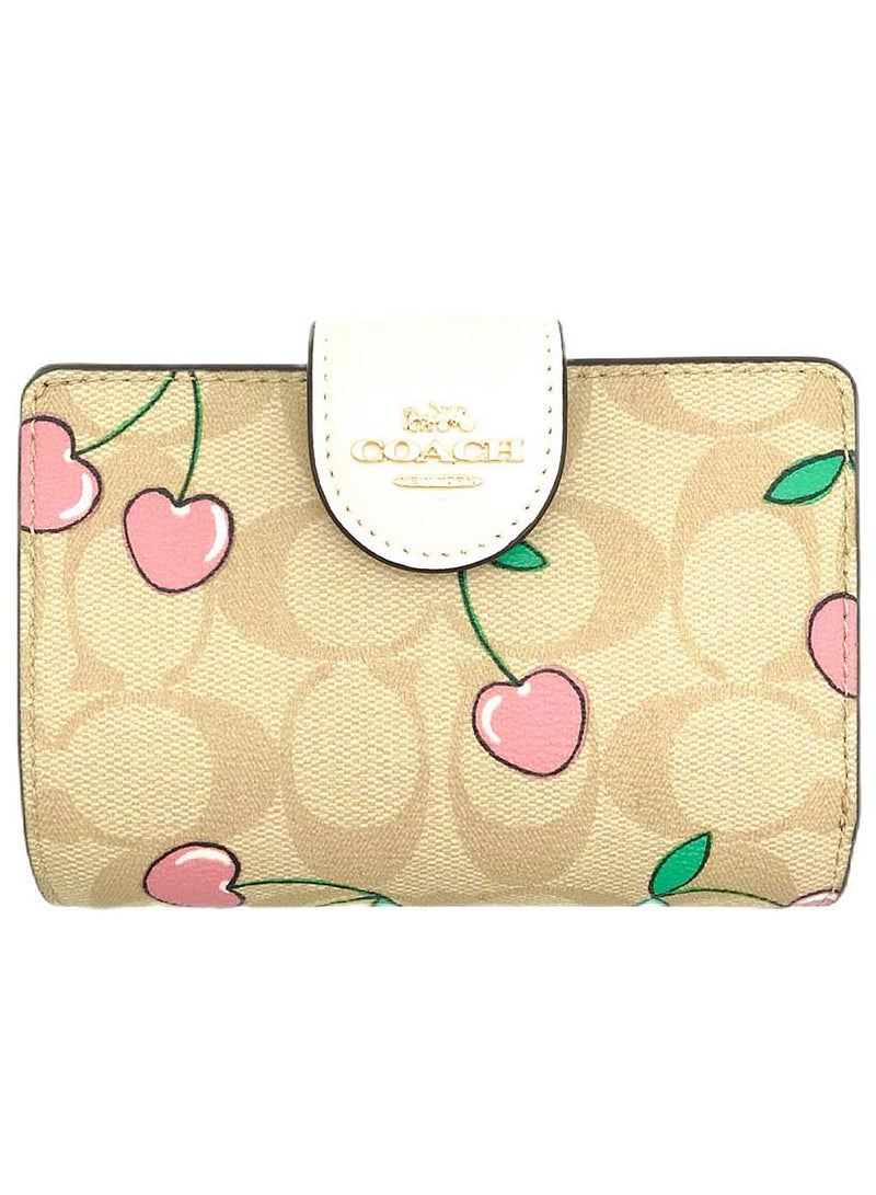 coachoutlet COACH Women’s Signature Bifold Wallet with Cherry Print CF401 - Image 1