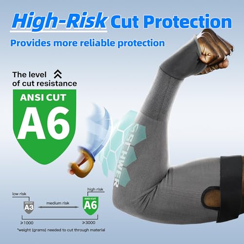 Schwer AIR-SKIN ANSI A6 Cut Resistant Arm Sleeves for Men & Women S903, Non-PFAS Arm Protectors for High Risk Work, UPF50+ UV Protection Cooling Gardening Sleeves for Farming, Lightweight, Breathable - Image 3