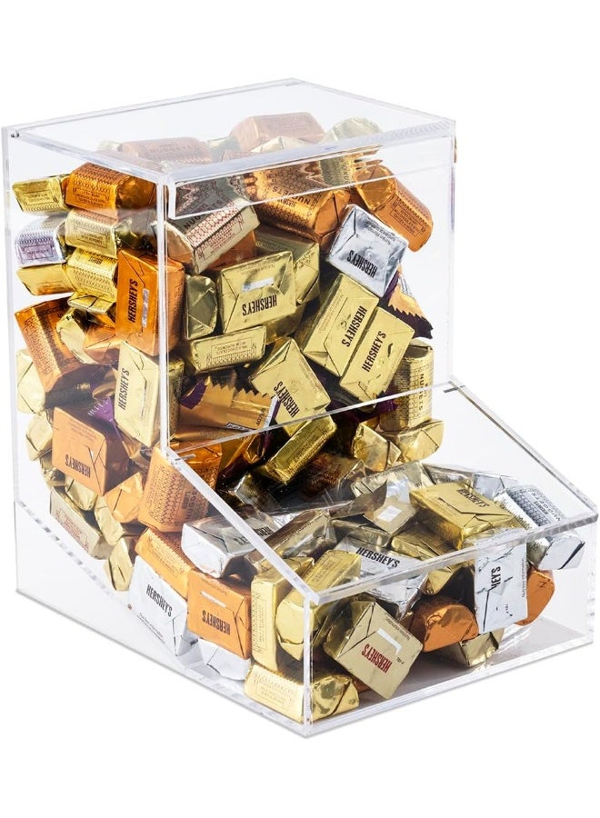 TPGP Candy Dispenser - Bulk Acrylic Storage Holder with Two Lids on Countertop, Office, Home or Wall Mount - Chocolate, Treats, Sweets, and Snacks - Image 1