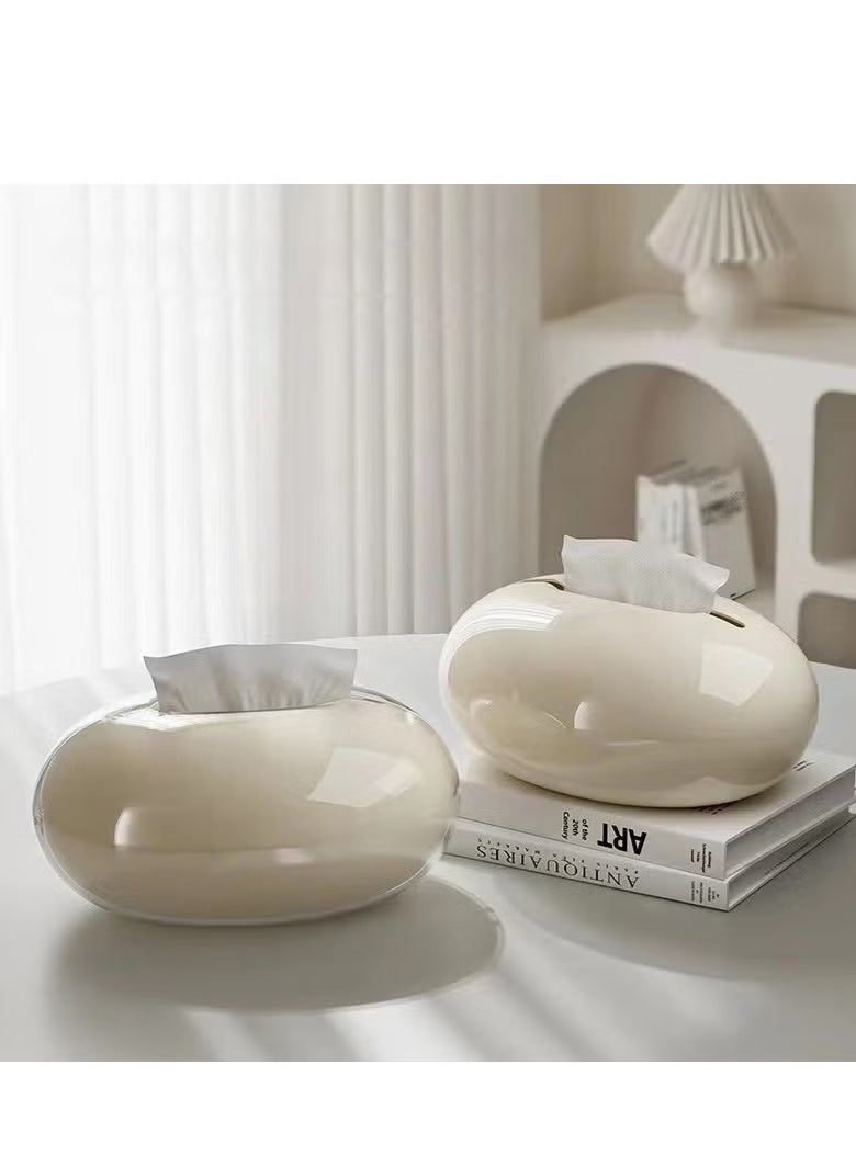 YOUHUAGUO Artistic Teardrop Tissue Box Holder, Oval Design Home Desk Art Organizer for Napkins Sleek Desktop Organizer - Image 1