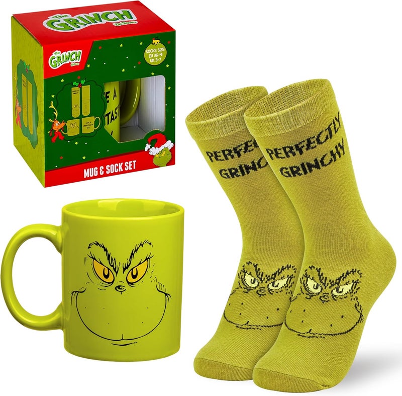 The Grinch Mug and Socks Gift Set for Women Men Teenagers Ceramic Cup for Coffee Tea Novelty Holiday Christmas Gifts Secret Santa - Image 1