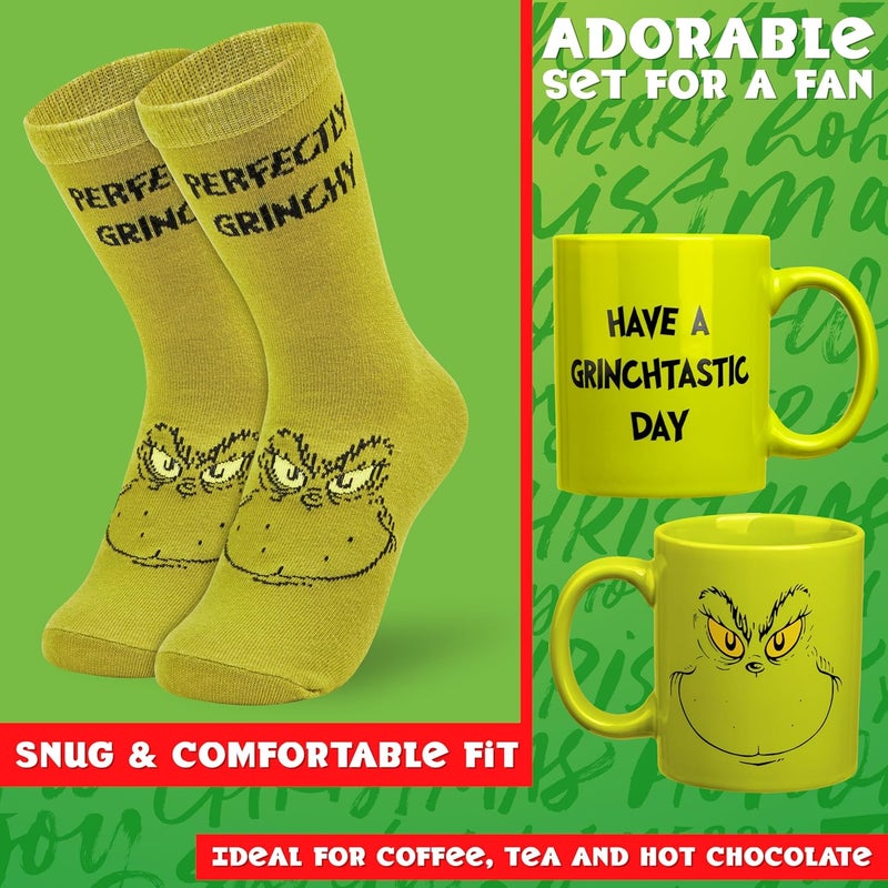 The Grinch Mug and Socks Gift Set for Women Men Teenagers Ceramic Cup for Coffee Tea Novelty Holiday Christmas Gifts Secret Santa - Image 4