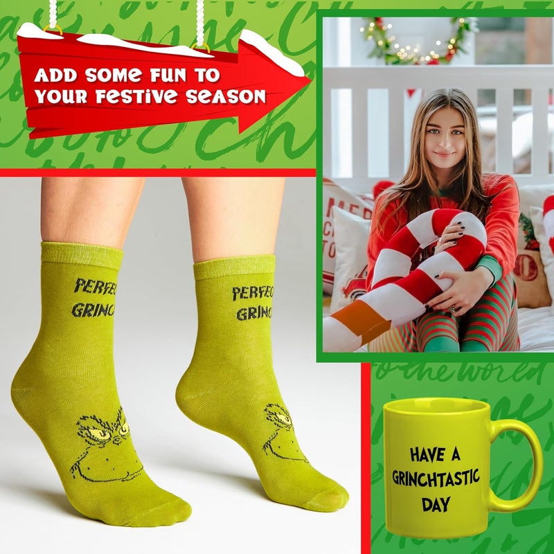 The Grinch Mug and Socks Gift Set for Women Men Teenagers Ceramic Cup for Coffee Tea Novelty Holiday Christmas Gifts Secret Santa - Image 3