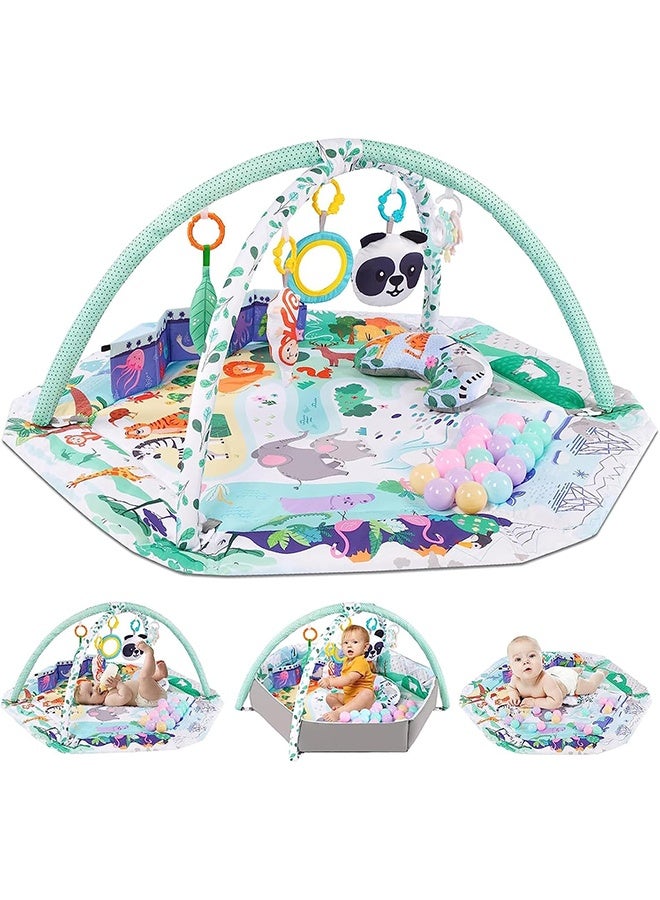 Beauenty Baby Play Gym Mat, Tummy Time Mat Baby Activity Gym with 8 Detachable Toys for Newborn Stage-Based Sensory and Motor Skill Development, Baby Play Mats for Floor, Ball Pit, Pet Cushion - Image 1