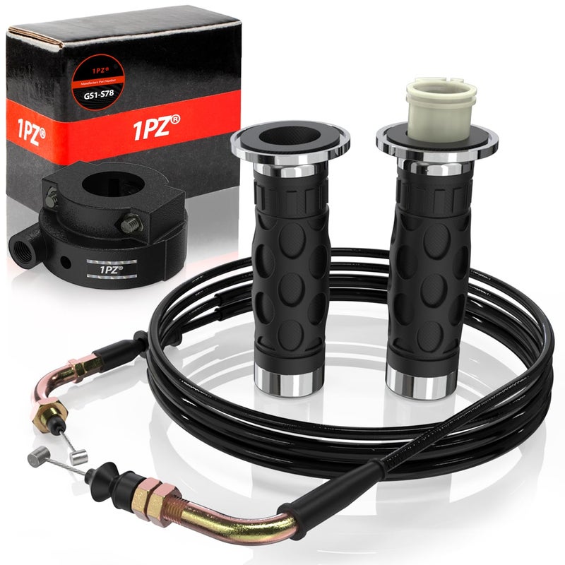 1PZ GS1S78 78 Universal Throttle Twist Grip Set with Throttle Cable for 50cc 80cc 125cc 150cc GY6 4 Stroke Scooter Motorcycle Moped ATV QMB139 157QMJ Jonway Roketa Nst Taotao