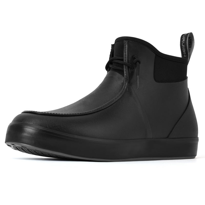 Furuian Deck Boots for Men Waterproof Rain Boots Durable Rubber Boots Comfortable Fishing Loafers Slip On Moc Toe Shoes Non Slip Boat Shoes for Fishing, Gardening, Daily, Working, Sailing, Black 10 - Image 1