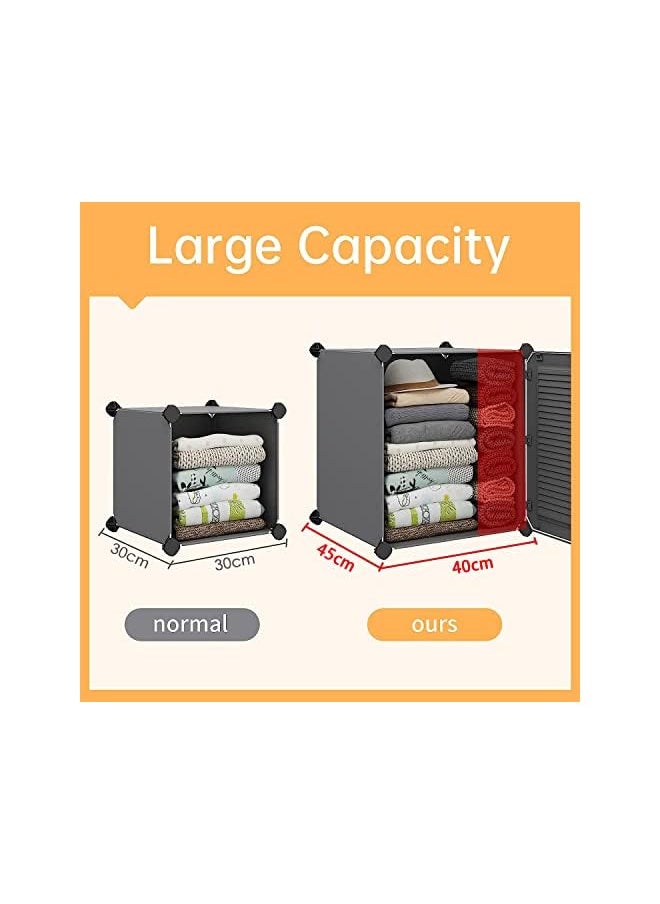 erorex - Cube Storage Organzier Portable Wardrobe Closet Cube Combination Armoire With 2 Clothes Rails For Hanging Clothes Modular Closet Cabinet For Space Saving 180X120X45 Cm Gray - Image 1