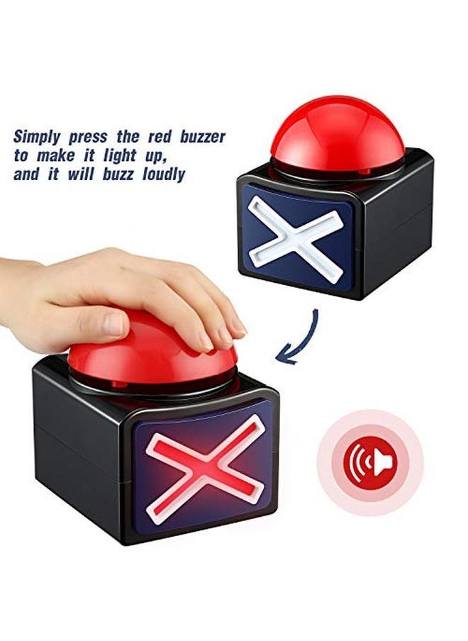 Gejoy - 4 Packs Game Answer Buzzers Buzzer Alarm Buttons With Sound And Light Quiz Game Show Party Contest Answer Button Props For Adults Teens Boys Girls - Image 1