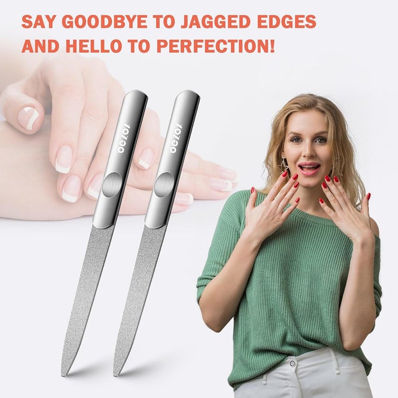 BEZOX Metal Nail File – Durable, Double-Sided Precision Fingernail Files for Women, Stainless Steel Finger Nail Buffer for Smooth, Shiny, Salon-Worthy Nails - Image 1