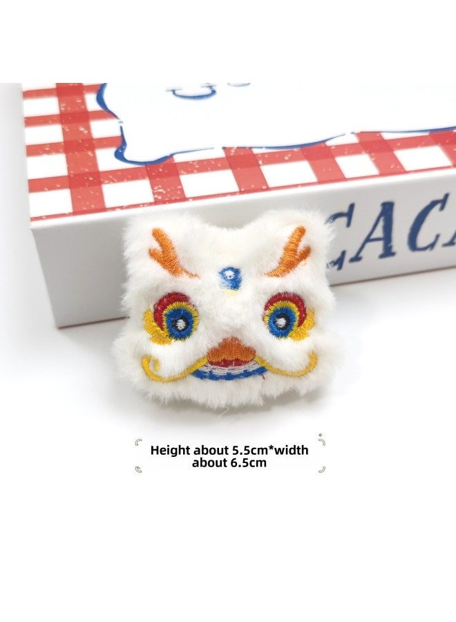 Year Dragon Year Cartoon Lion Dance Doll Pendant Clothing Hair Accessories Keychain Children's Socks Bag Accompanying Gift-Specifications:White Dragon-Color:Bead Chain Style (silver Chain) - Image 1