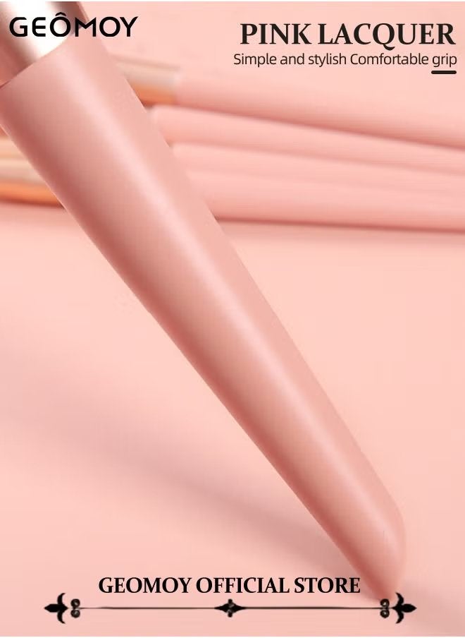 Geomoy 11pcs Wooden Handle Makeup Brushes Set with Storage Bag & 6pcs Triangle Powder Puff Elegant Style Soft Bristle Brushes Foundation Powder Eyeshadow Cosmetic Brush - Image 4