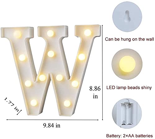 House Of Queens Marquee Letter Lights Sign Light Up Alphabet Letters for Wedding Birthday Party Christmas Home Bar Decoration Warm White AlphabetW - Image 2