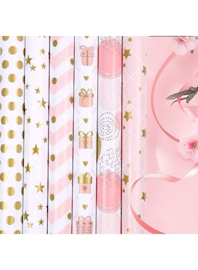 MAMUNU Gift Wrapping Paper For Girl Women 12 Sheets Metallic Gold Foil And Pink Wrapping Paper Gift Wrapping Paper Sheets For Birthday Valentines Day Wedding Baby Shower 28X20Inch - Image 4