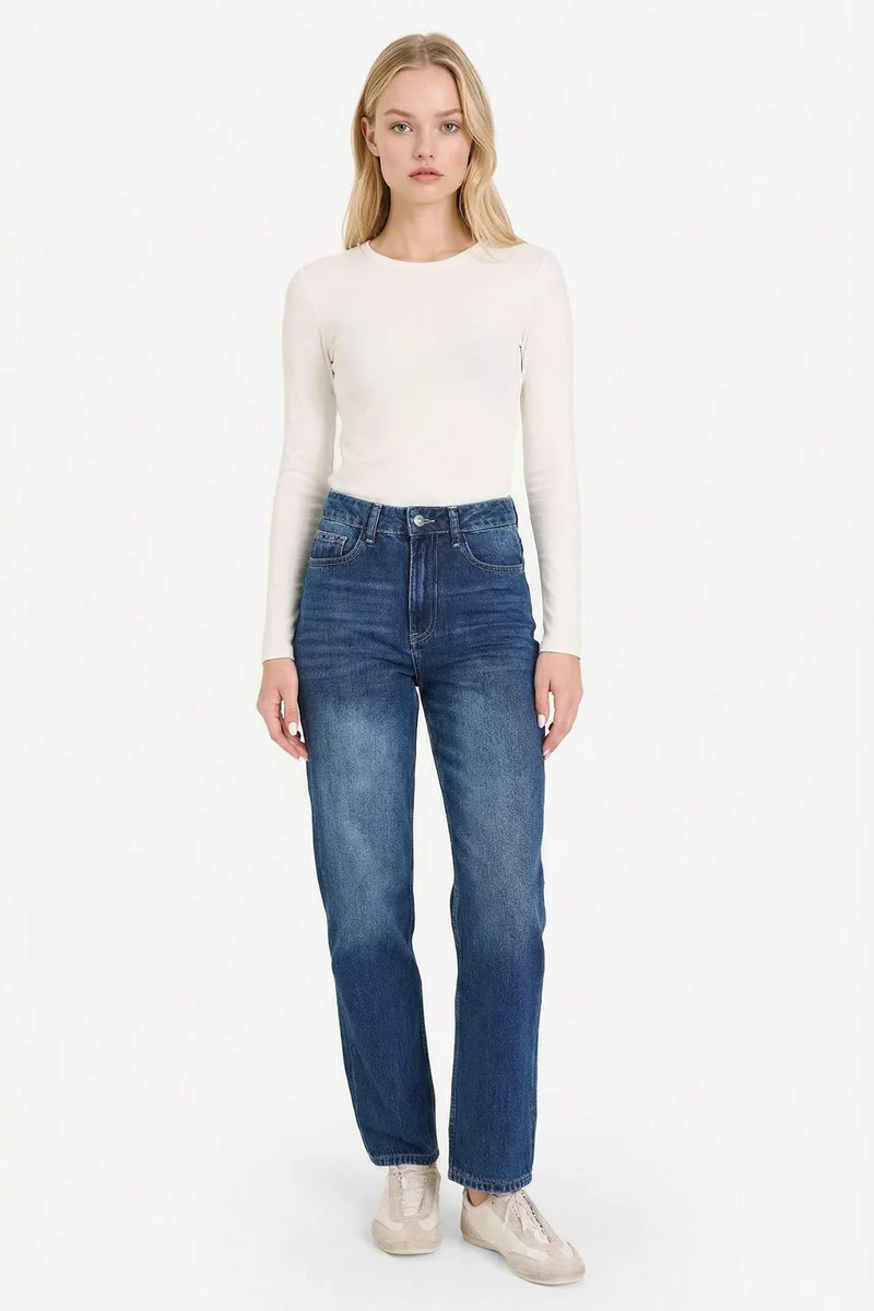 ديفاكتو Mom Fit High Waist Ankle Length Jeans
