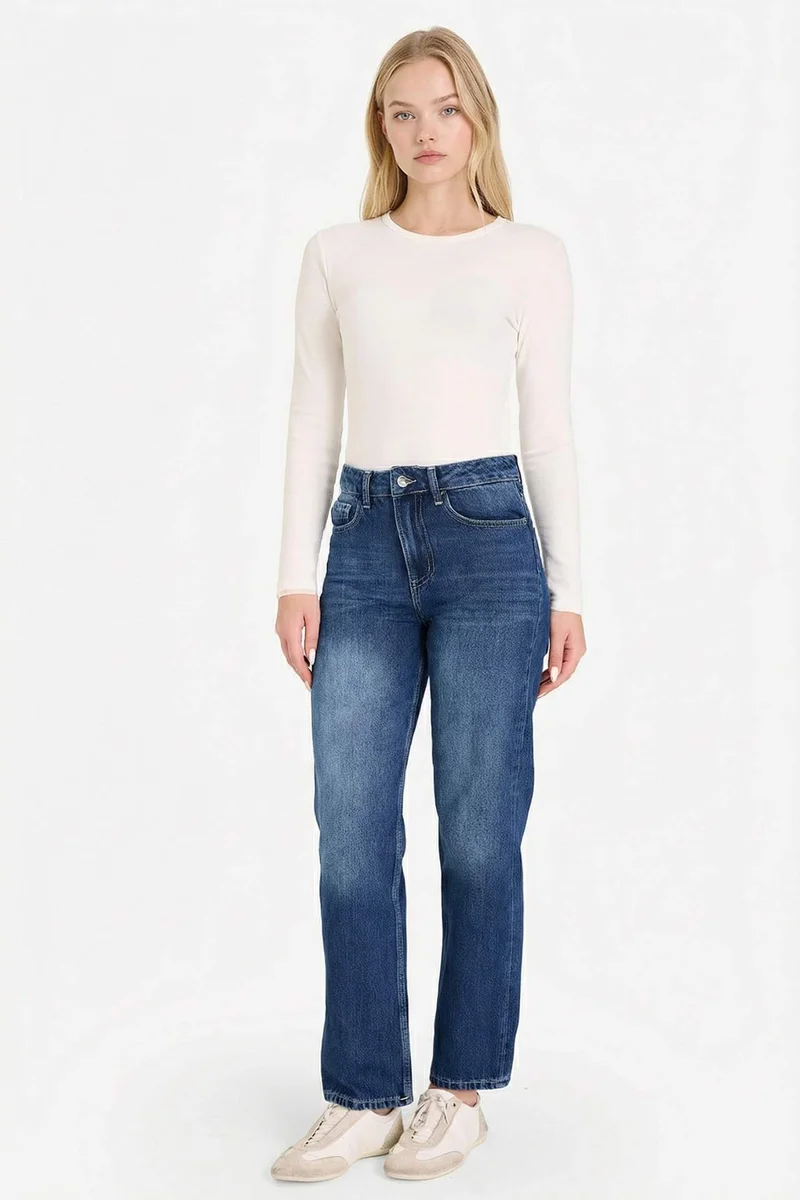 ديفاكتو Mom Fit High Waist Ankle Length Jeans