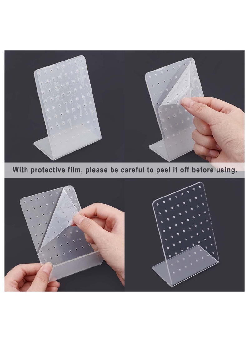 SYOSI Acrylic Jewelry Display Rack, 3 Pcs 72 Holes Earring Holders L-Shaped Earrings Ear Studs Display Stands Jewelry Showcase Earring Stand Organizer Jewelry Display for Retail Show Personal, Clear Style - Image 2