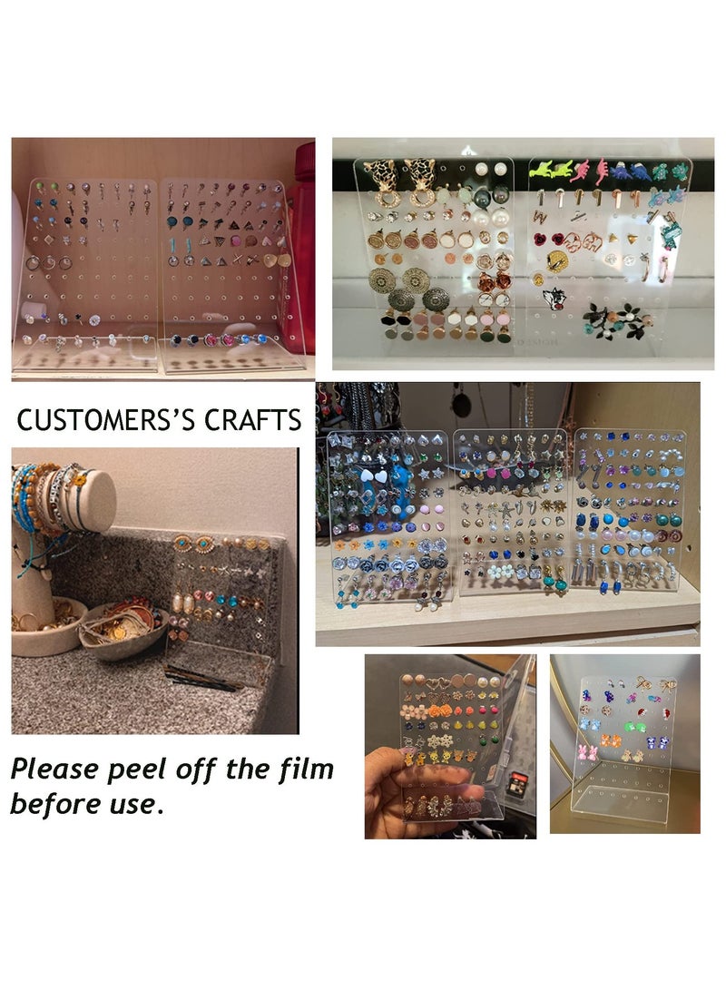 SYOSI Acrylic Jewelry Display Rack, 3 Pcs 72 Holes Earring Holders L-Shaped Earrings Ear Studs Display Stands Jewelry Showcase Earring Stand Organizer Jewelry Display for Retail Show Personal, Clear Style - Image 3