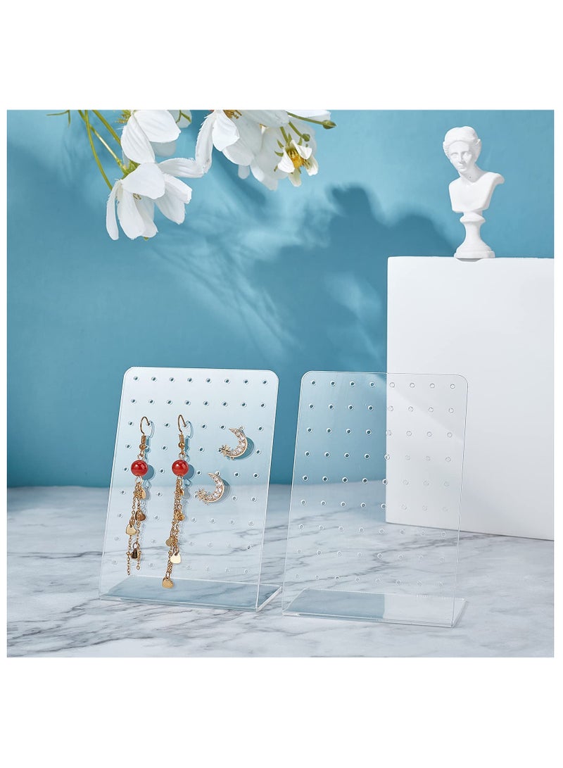SYOSI Acrylic Jewelry Display Rack, 3 Pcs 72 Holes Earring Holders L-Shaped Earrings Ear Studs Display Stands Jewelry Showcase Earring Stand Organizer Jewelry Display for Retail Show Personal, Clear Style - Image 5