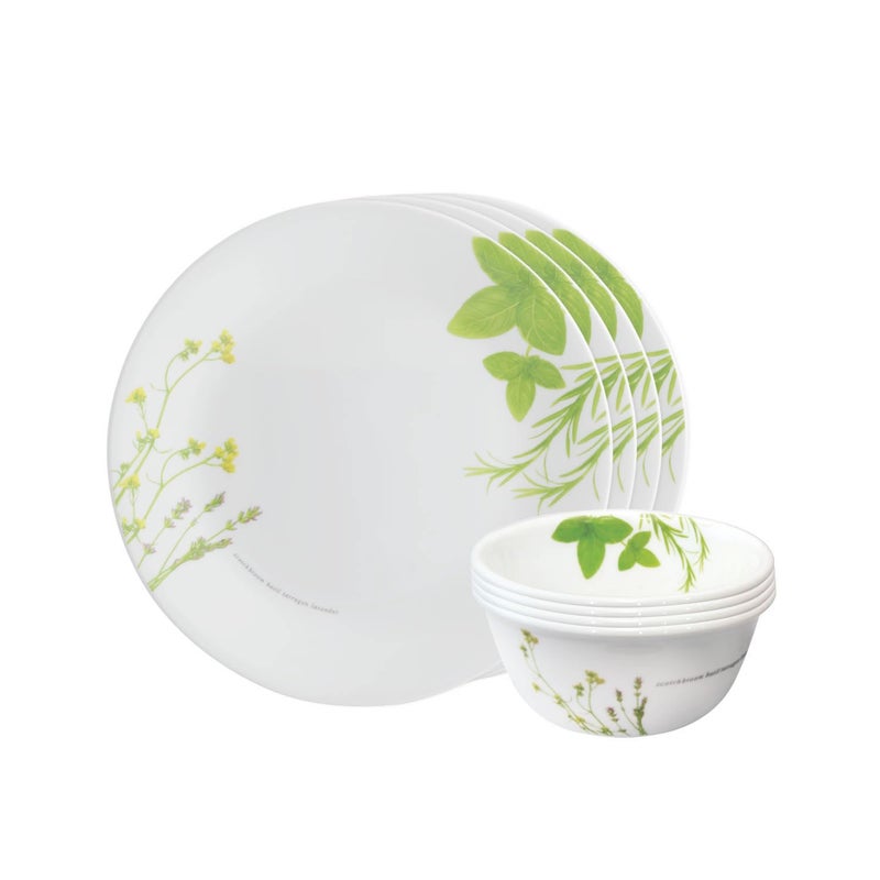 Corelle Asia Collection 8 Pc Basic/Mini/Starter Dining Set Set-European Herbs - Image 1