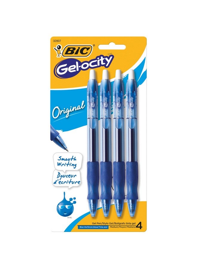 بيك أقلام جل أصلية زرقاء اللون من BIC Gelocity، متوسطة الرأس (0.7 مم)، عبوة مكونة من 4 أقلام جل قابلة للسحب مع قبضة مريحة