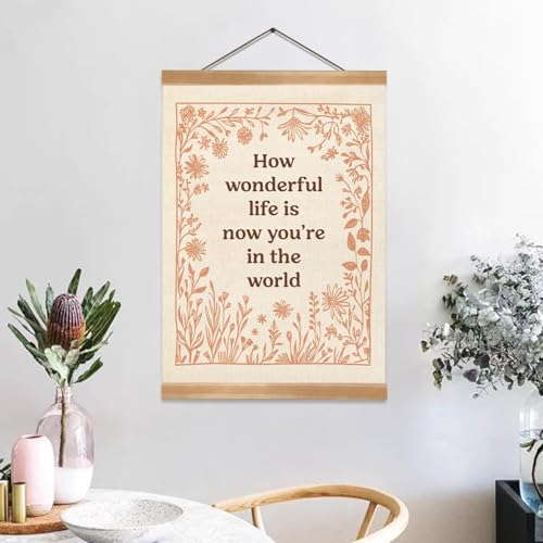 ZTGDA How Wonderful Life is Now Wall Art Decor, Boho Floral Wall Art Poster,Boho Canvas Hanging Banner Decor for Nursery Playroom Home Office,or Kids Room Decorantion 12x16inch - Image 5