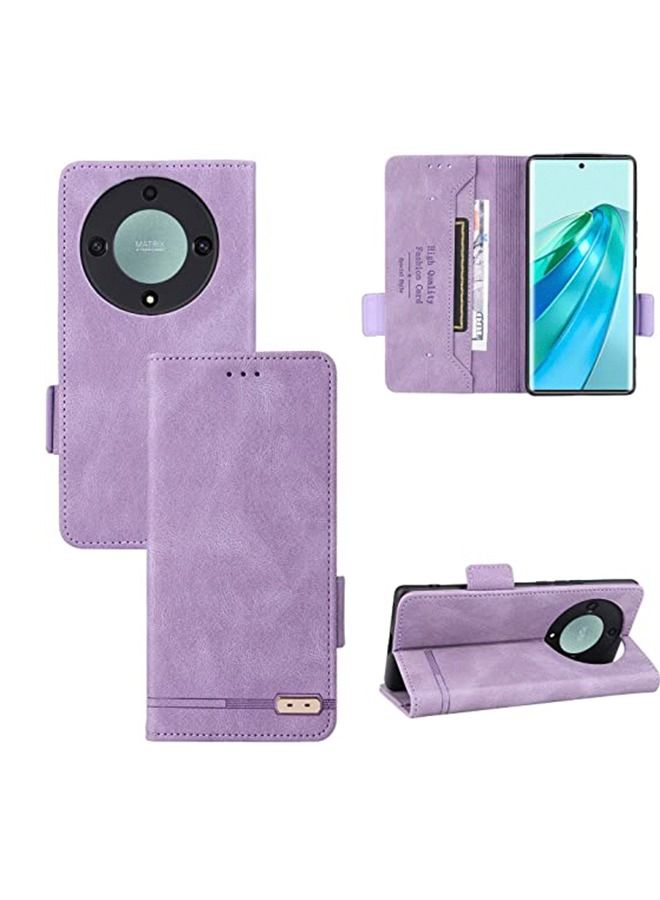 Honor X9a/X9A 5G Flip Wallet Case Cover,PU Leather Flip Folio Case with Card Holders TPU Inner Shell Phone Foldable Stand Shockproof Anti-Scratch  Purple  - Image 1