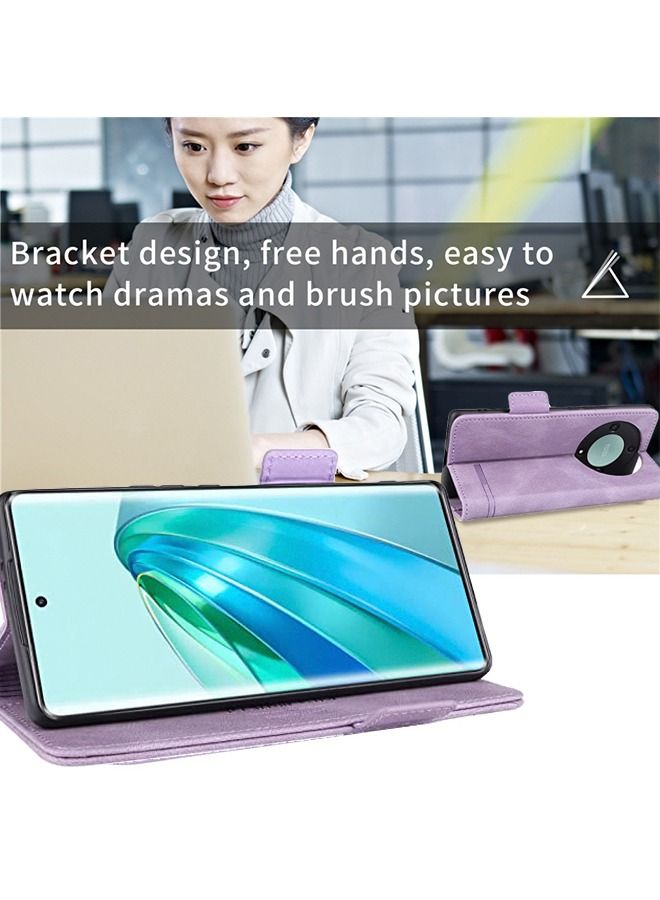 Honor X9a/X9A 5G Flip Wallet Case Cover,PU Leather Flip Folio Case with Card Holders TPU Inner Shell Phone Foldable Stand Shockproof Anti-Scratch  Purple  - Image 5