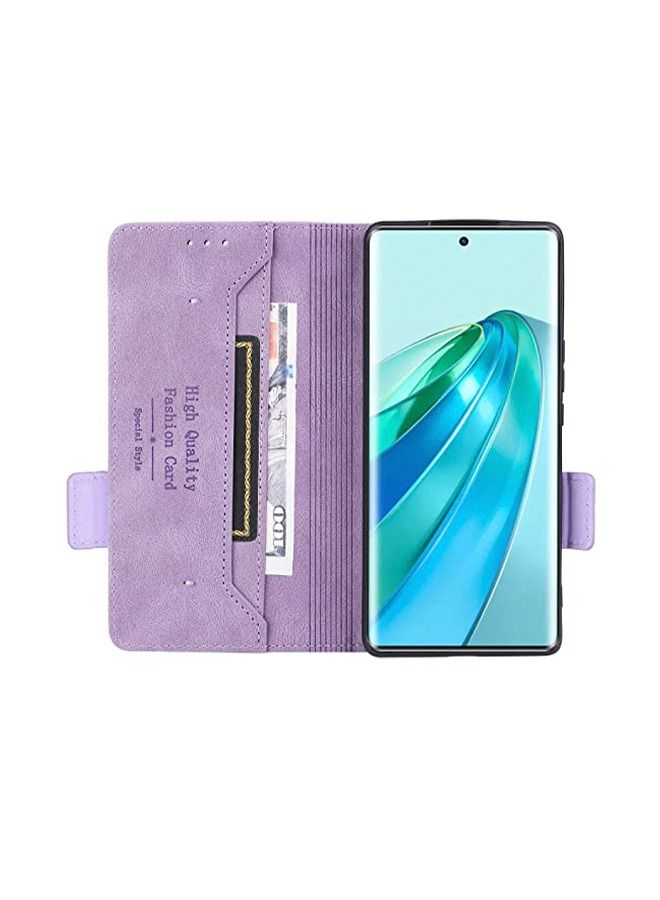 Honor X9a/X9A 5G Flip Wallet Case Cover,PU Leather Flip Folio Case with Card Holders TPU Inner Shell Phone Foldable Stand Shockproof Anti-Scratch  Purple  - Image 3