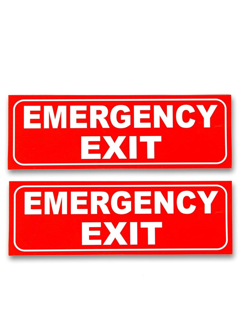 ESPLANADE eSplanade Emergency Exit Sign Decal Sticker (Pack of 2) - Easy to Mount Weather Resistant Long Lasting Ink - 9" x 3" Inches - Image 1