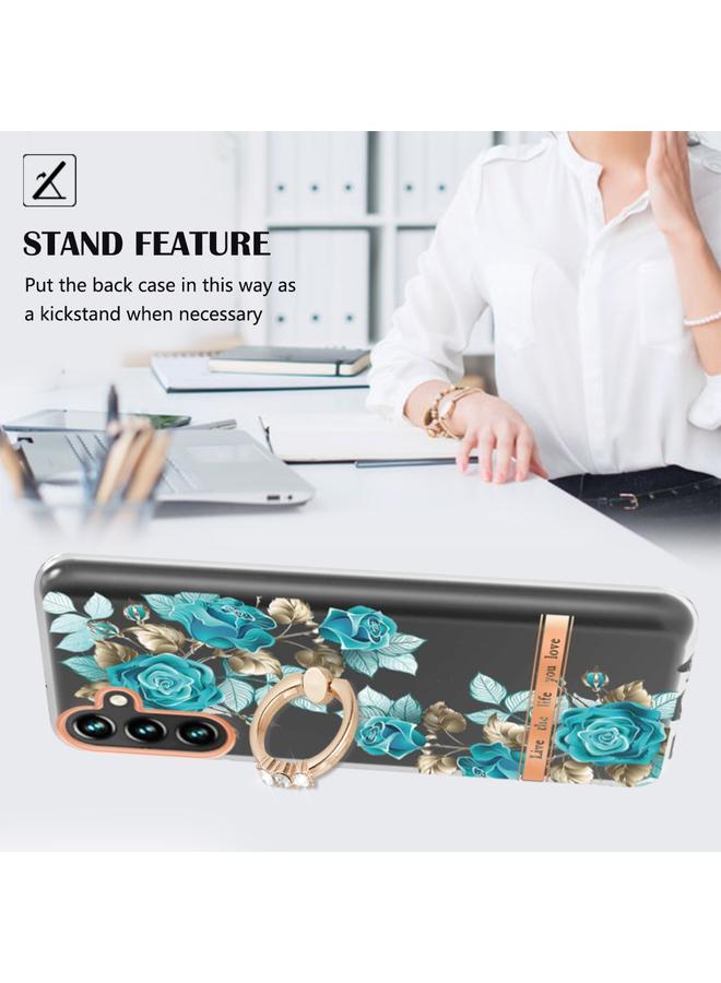 إيروريكس جراب لهاتف Samsung Galaxy A34 5G من سلسلة الزهور والنباتات IMD TPU مع حامل حلقي - Image 2