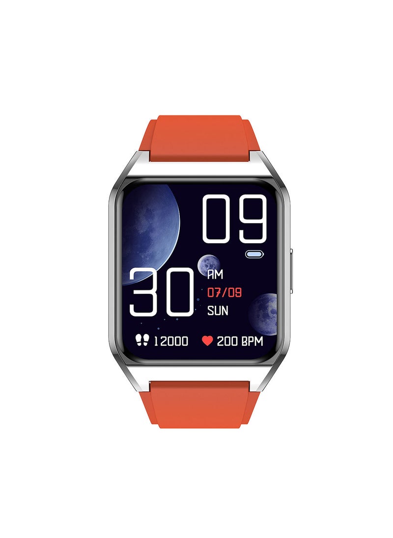 AROAQ H60 Smart Watch Bluetooth Calling Body Temperature Heart Rate Smartwatch IP67 Waterproof Sports Fitness Tracker Watches For Men And Women With Orange Silicone Strap - Image 2