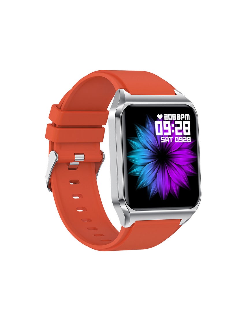 AROAQ H60 Smart Watch Bluetooth Calling Body Temperature Heart Rate Smartwatch IP67 Waterproof Sports Fitness Tracker Watches For Men And Women With Orange Silicone Strap - Image 3