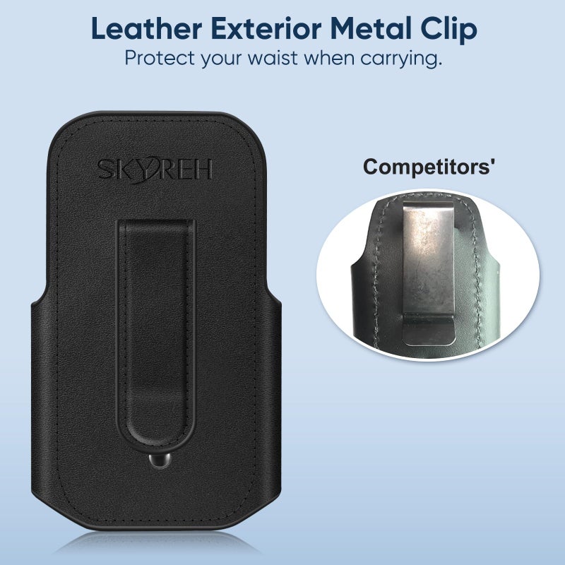 SKYREH Stethoscope Holder Clip, Magnetic Premium PU Leather Stethoscope Hip Holder Lightweight Portable Holster for Physicians, Nurses, EMT, Medical Students, for 3M Littmann & Most Stethoscope, Black - Image 3