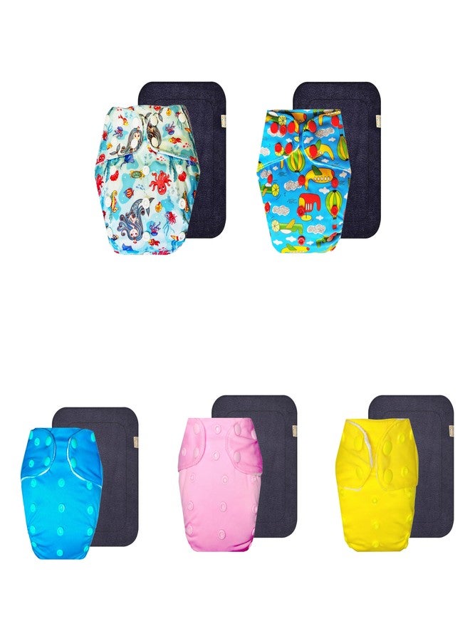 Dumbledo Premium Cloth Diaper with Gray Insert (Pack of 5) | Soft & Gentle | Breathable | Easy to Clean | Perfect for Indian Summers | 3 Months - 3 Years | Unisex Baby - Image 1