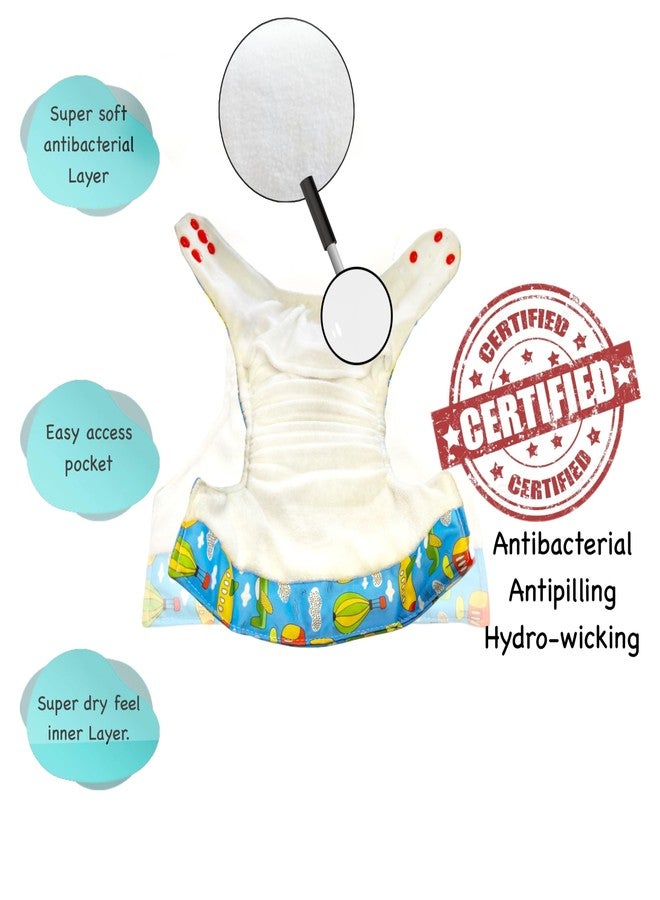 Dumbledo Premium Cloth Diaper with Gray Insert (Pack of 5) | Soft & Gentle | Breathable | Easy to Clean | Perfect for Indian Summers | 3 Months - 3 Years | Unisex Baby - Image 2