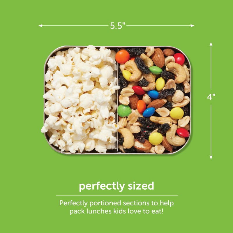 LunchBots Small Snack Packer Bento Box - Extra Small Divided Stainless Steel Snack Container - 2 Compartments for Fruits, Vegetables and Finger Foods - Dishwasher Safe – Stainless Lid - Image 4