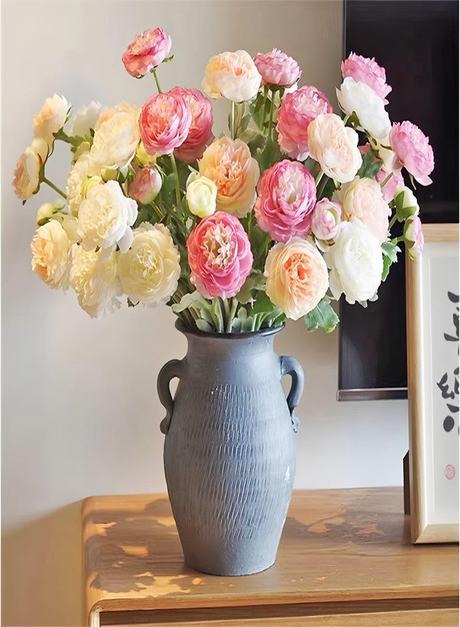 Htmeing 6PCS Artificial Ranunculus Flowers with Real Touch Stem Silk Ranunculus Flowers for Household Arrangement (White) - Image 4