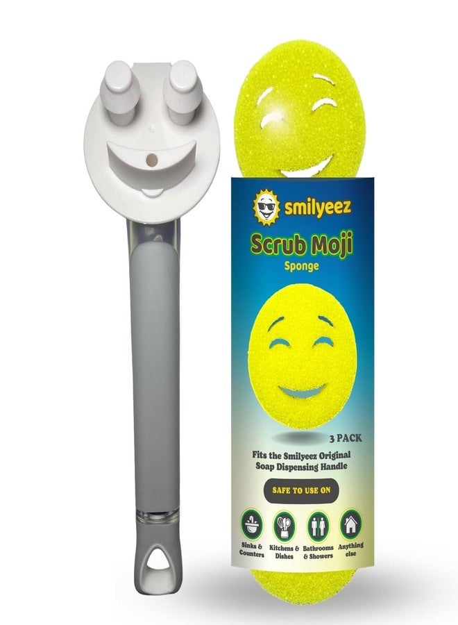 Smilyeez مقبض توزيع الصابون الأصلي لسكرب موجي (أبيض) و 3 إسفنجات سكرب موجي صفراء - Image 1