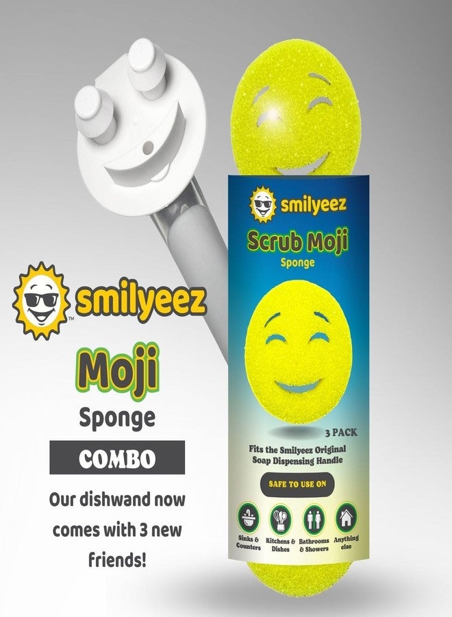 Smilyeez مقبض توزيع الصابون الأصلي لسكرب موجي (أبيض) و 3 إسفنجات سكرب موجي صفراء - Image 2