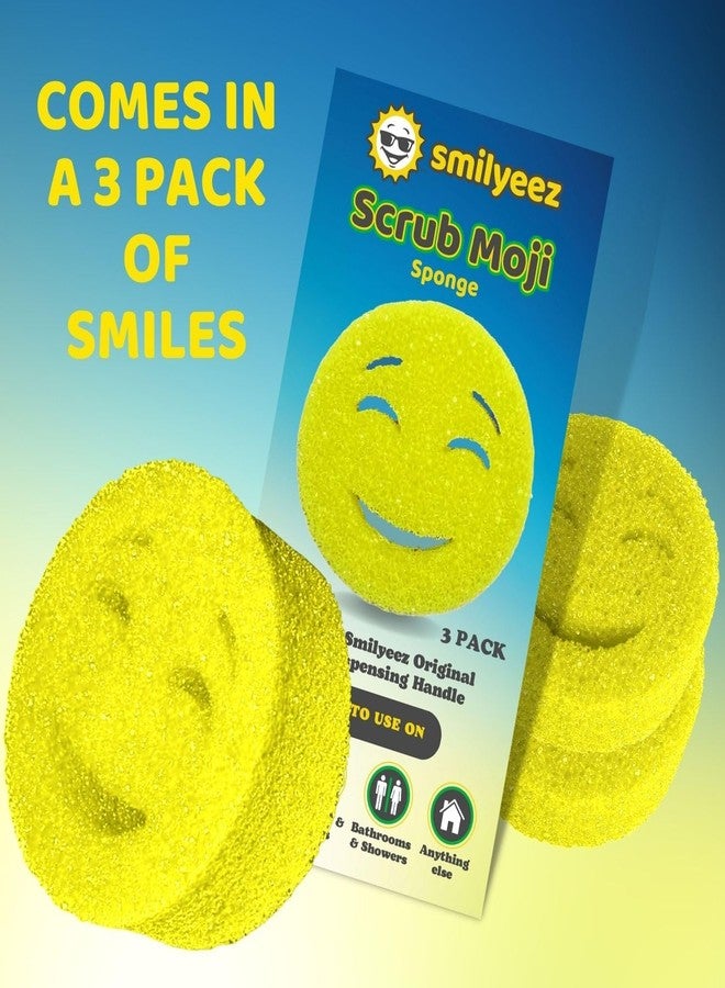 Smilyeez مقبض توزيع الصابون الأصلي لسكرب موجي (أبيض) و 3 إسفنجات سكرب موجي صفراء - Image 3