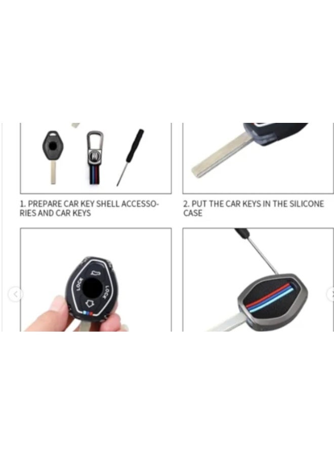 جراب مفتاح معدن مصنوع من اجود انواع الخامات + مداليا هدية BMW metal key cover  E46, E90, E53 - Image 4